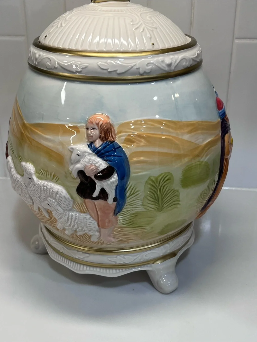 Christmas Nativity Cookie Jar Scene Ceramic Jay Imports